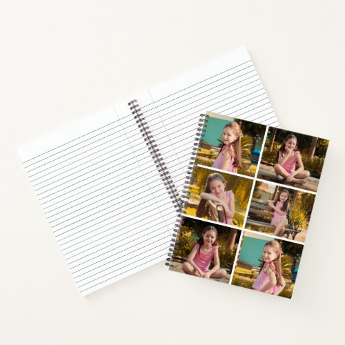 Custom 6 Photo Collage Spiral Notebook