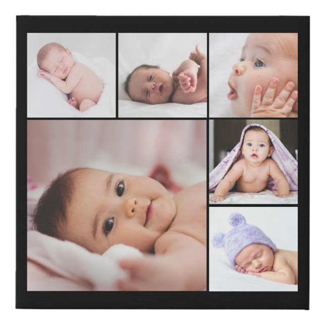 Custom 6 Photo Collage Template Faux Canvas Print (Front)