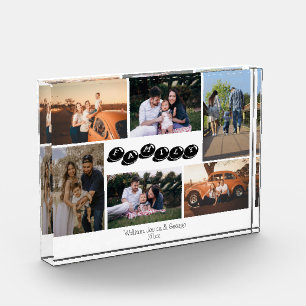 Custom 6 Photo Family Name Collage Block Decor