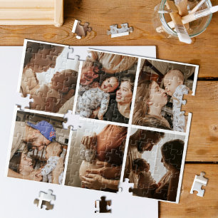 Custom 6 Photo Gallery Collage Personalized Jigsaw Puzzle