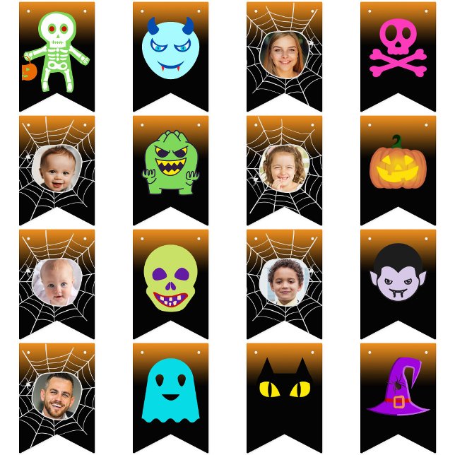 Custom 6 Photo Halloween Party Happy Halloween fun Bunting Flags (Creator Uploaded)