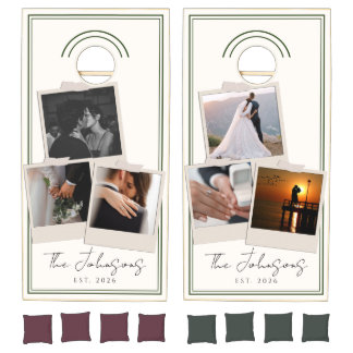 Custom 6 Photo Polaroid Wedding Cornhole Set