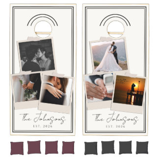 Custom 6 Photo Polaroid Wedding Cornhole Set