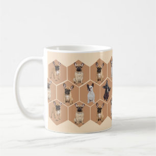 Custom 6 Photos French Bulldog Honeycomb Pattern Coffee Mug