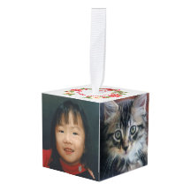 Custom 6 Sided Photo Christmas Cube Ornament