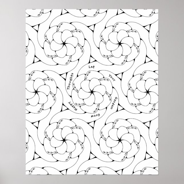 [custom 6-word] floral adult coloring poster (Front)
