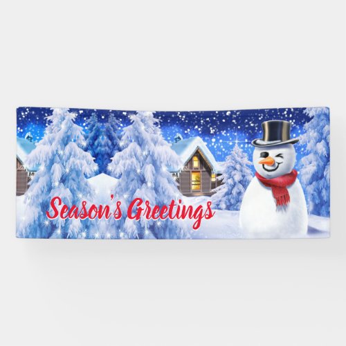 Custom 6 x 25 Christmas vinyl Banner Snow scene