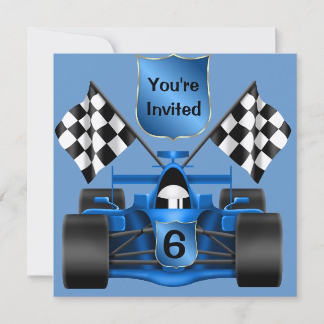 CUSTOM 6th BIRTHDAY Race Car Invitation (Front)