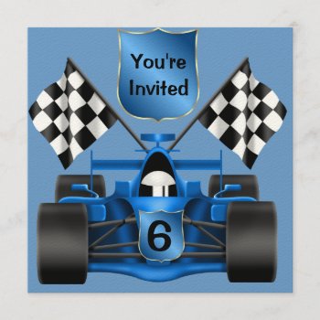 Custom 6th Birthday Race Car Invitation by PersonalCustom at Zazzle