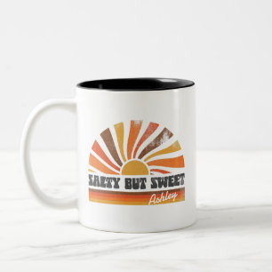 Custom 70s Inpired Retro Summer Sunset Sunrise Two-Tone Coffee Mug