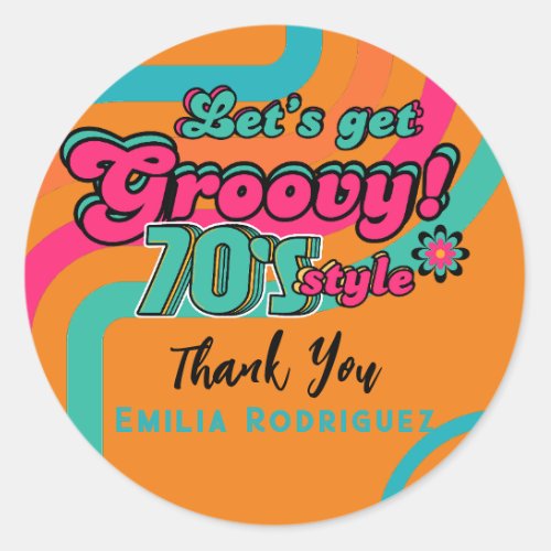 Custom 70s Retro Disco Birthday Boogie Groovy  Classic Round Sticker