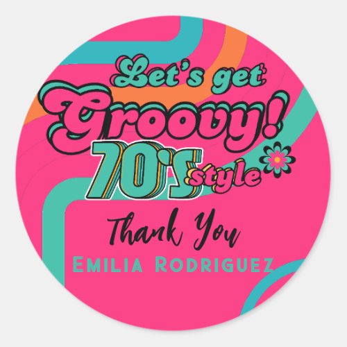 Custom 70s Retro Disco Birthday Boogie Groovy  Classic Round Sticker