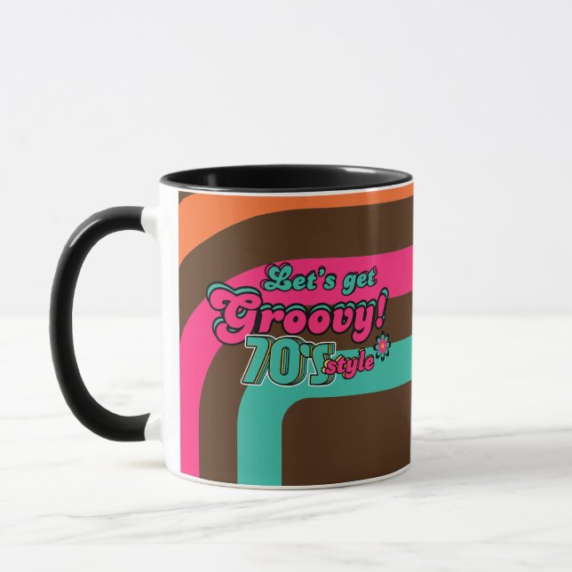 Custom 70's Retro Disco Birthday Boogie Groovy  Mug (Left)