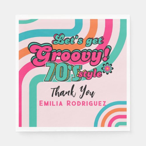 Custom 70s Retro Disco Birthday Boogie Groovy  Napkins