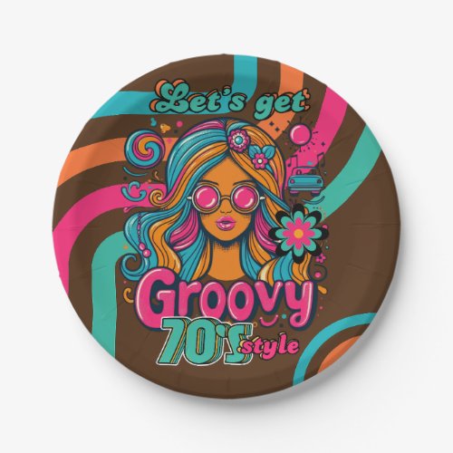 Custom 70s Retro Disco Birthday Boogie Groovy  Paper Plates