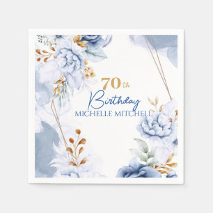 Custom 70th Birthday Blue Gold                   Napkins