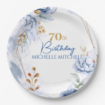 Custom 70th Birthday Blue Gold