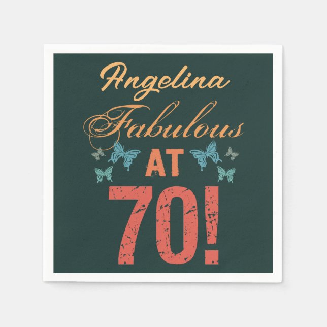 Custom 70th Birthday Fabulous Napkins (Front)