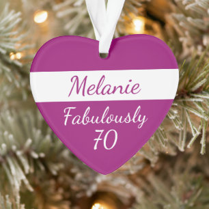 Custom 70th Birthday Fabulously 70 pink Ornament