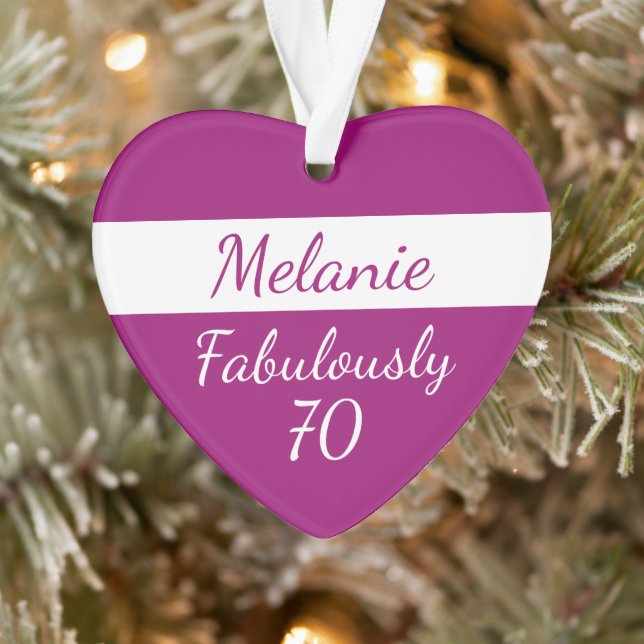 Custom 70th Birthday Fabulously 70 pink Ornament (Tree)