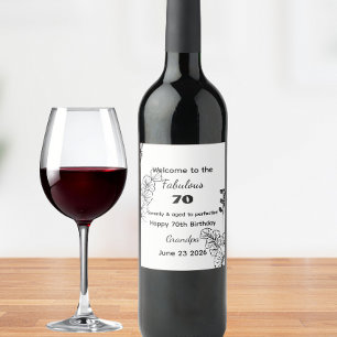 Custom 70th birthday funny quote wine label