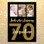 Custom 70th Birthday Gold Modern Photo Collage Invitation<br><div class="desc">Put a smile on a face with this personalized 70th birthday modern script photo collage Invitation. You can add cute childhood or anything you like. - Simply click to personalize this design - For an eco friendly option - choose digital 🔥 My promises - This design is unique and is...</div>