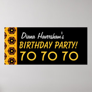 Custom 70th Birthday or Any Year Gold Stars Poster