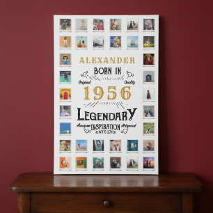 Custom 70th Birthday Photo Collage Family Memories Faux Canvas Print