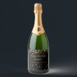 Custom 70th Birthday Sparkling Wine Label<br><div class="desc">Black & gold birthday party sparkling wine labels</div>