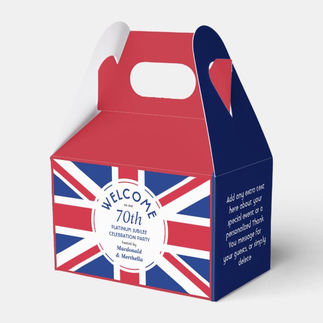Custom 70th Platinum Jubilee UNION JACK Favor Boxes (Front Side)