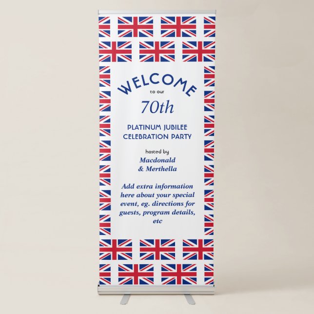 Custom 70th Platinum Jubilee UNION JACK Retractable Banner (Front)