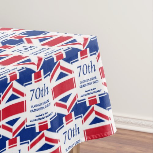 Custom 70th Platinum Jubilee Union Jack Tablecloth