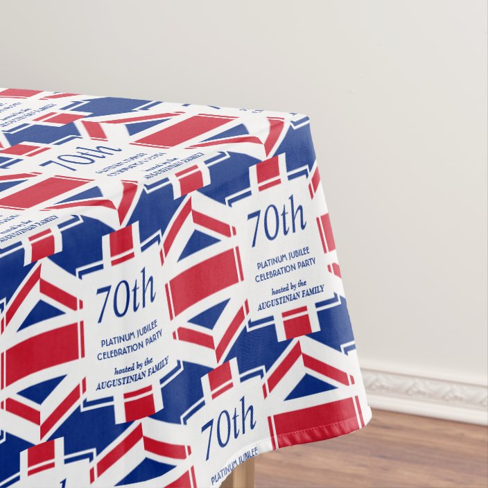 Custom 70th Platinum Jubilee Union Jack Tablecloth