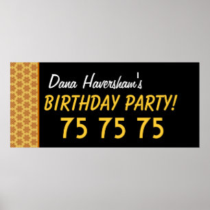 Custom 75th Birthday or Any Year Gold Stars Poster