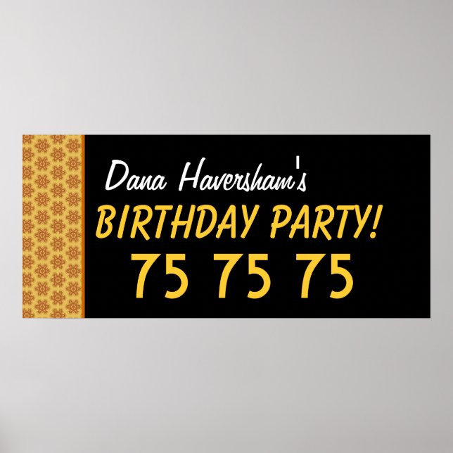 Custom 75th Birthday or Any Year Gold Stars Poster (Front)