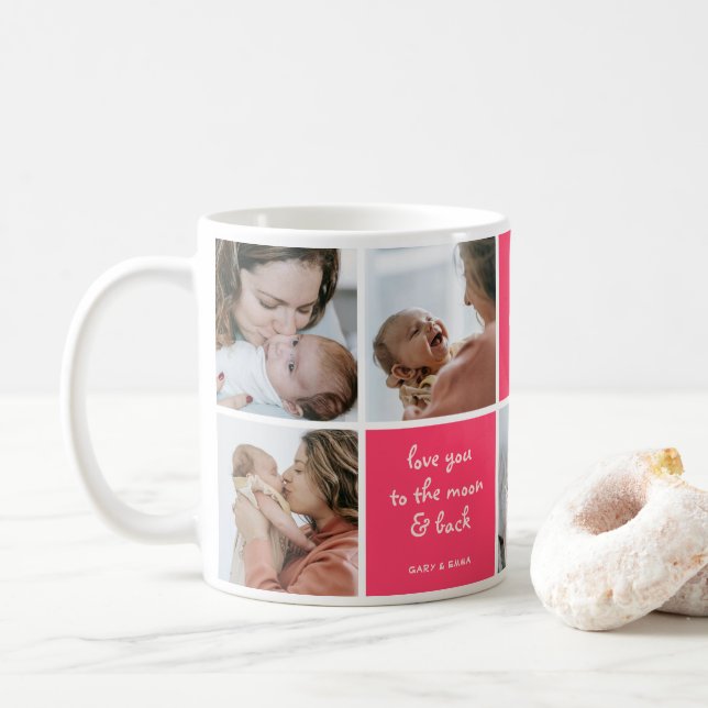 Custom 7 Photo Best Mom Ever Mug (With Donut)