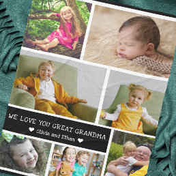 Custom 7 Photo Collage We Love You Great Grandma Fleece Blanket