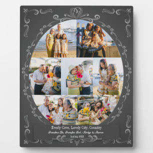Custom 7 Photo Vintage Flourish Swirls Collage Plaque