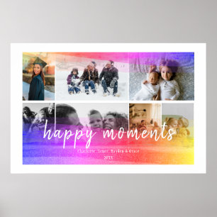 Custom 7 Photos with Unicorn Abstract Overlay Poster