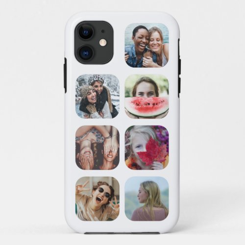 Custom 7 Square Photo Collage White Template iPhone 11 Case
