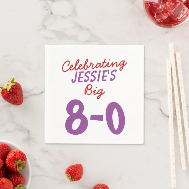 Custom 80th Birthday Celebration Add Name Napkins (Insitu)