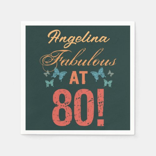 Custom 80th Birthday Fabulous Napkins