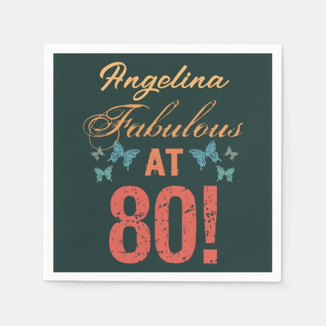 Custom 80th Birthday Fabulous Napkins (Front)