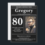 Custom 80th Birthday Funny Quote Retro Newspaper Invitation<br><div class="desc">👉 Put a smile on a face with this awesome retro newspaper style 80th birthday invitation! Complete with a funny quote and photo, you will sure set your celebration above the rest! #zazzlemade - Simply click to personalize this design 🔥 My promises - This design is unique - It is...</div>