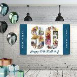 Custom 80th Birthday Party Photo Collage Banner<br><div class="desc">Create your own photo collage banner for an 80th Birthday Party. The template is set up for you to add your custom name or wording and your favorite photos. Your photos will automatically appear as a photo collage in the shape of the number 80. The banner has ocean blue borders...</div>