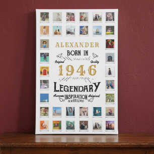 Custom 80th Birthday Photo Collage Family Memories Faux Canvas Print