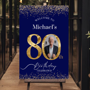 Custom 80th Birthday Welcome Sign with Picture