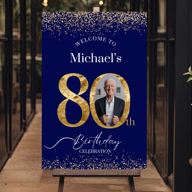 Custom 80th Birthday Welcome Sign with Picture (Creator Uploaded)