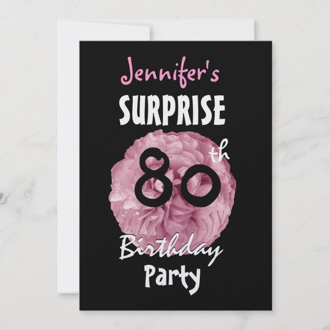 Custom 80th SURPRISE Birthday Party Invitation (Front)