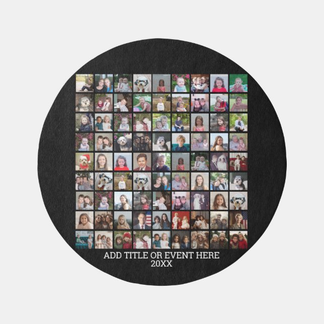 Custom 81 Photo Collage - Black - simple text Rug (Front)